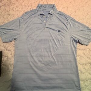 Men's Light Blue Striped Polo Shirt